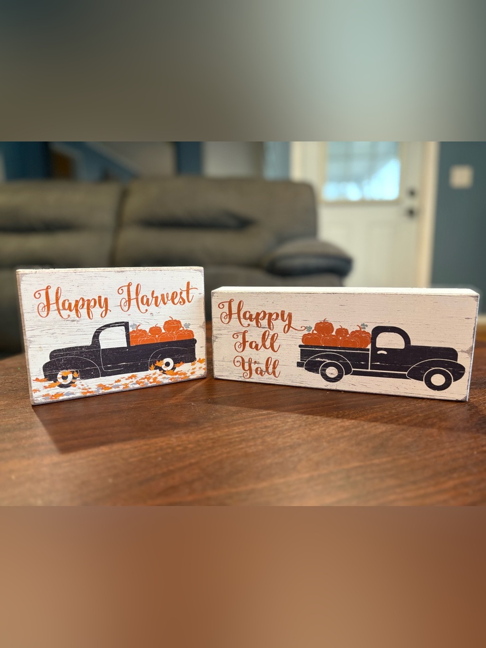 Set of Two Wooden Painted Fall Decor Signs